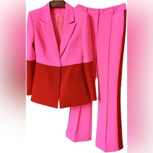 Hot Pink & Red Color Block Suit